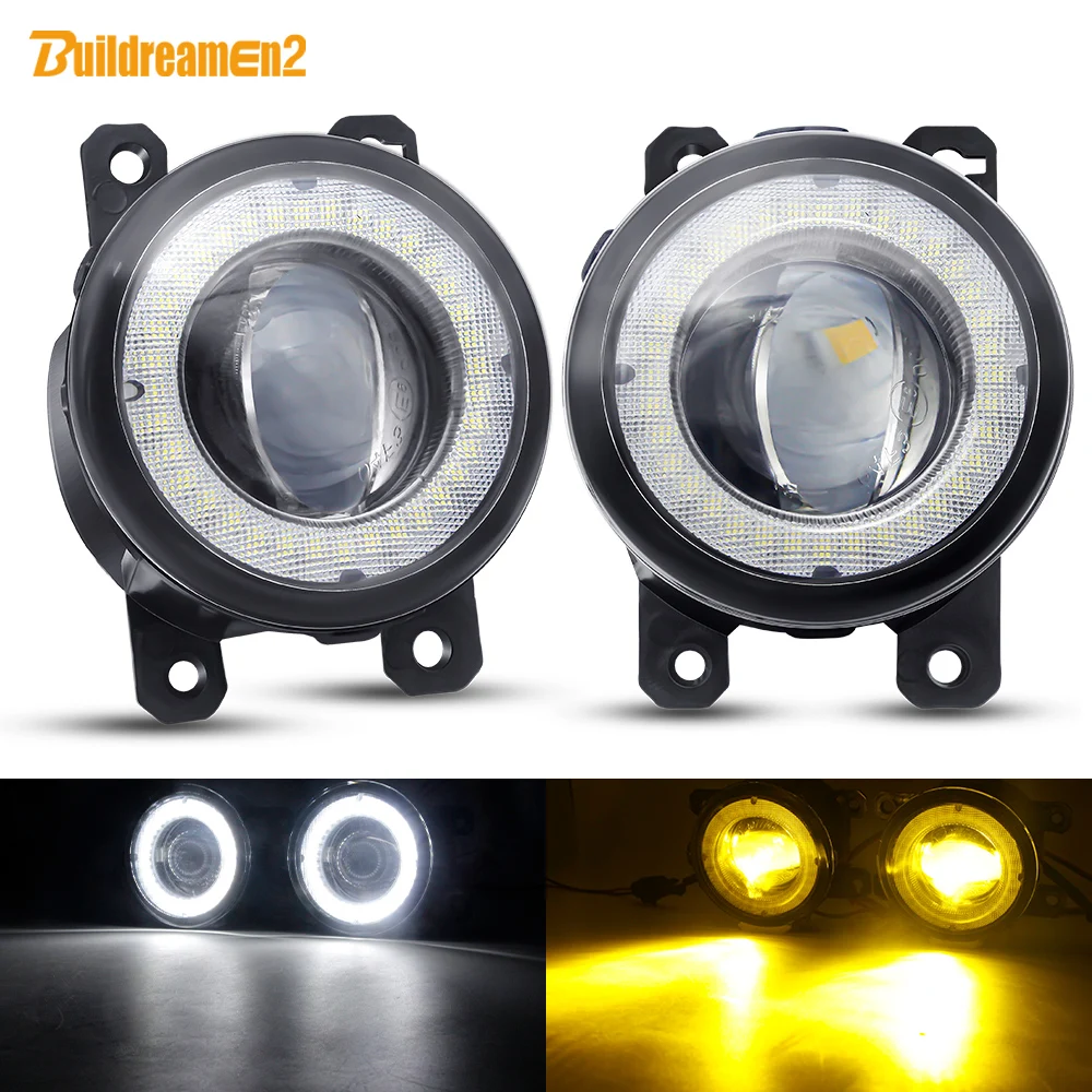 2 Pieces Car Front Bumper Angel Eye Fog Light LED Lens DRL Fog Driving Lamp 30W 3000LM 12V For Jeep Renegade Compass Cherokee