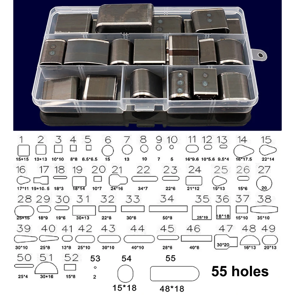 18/24/39/52/55Pcs Shaped Style One Hole Hollow Punch Cutter Set Punching Tool for Leather Belt Phone Holster Leather Craft DIY