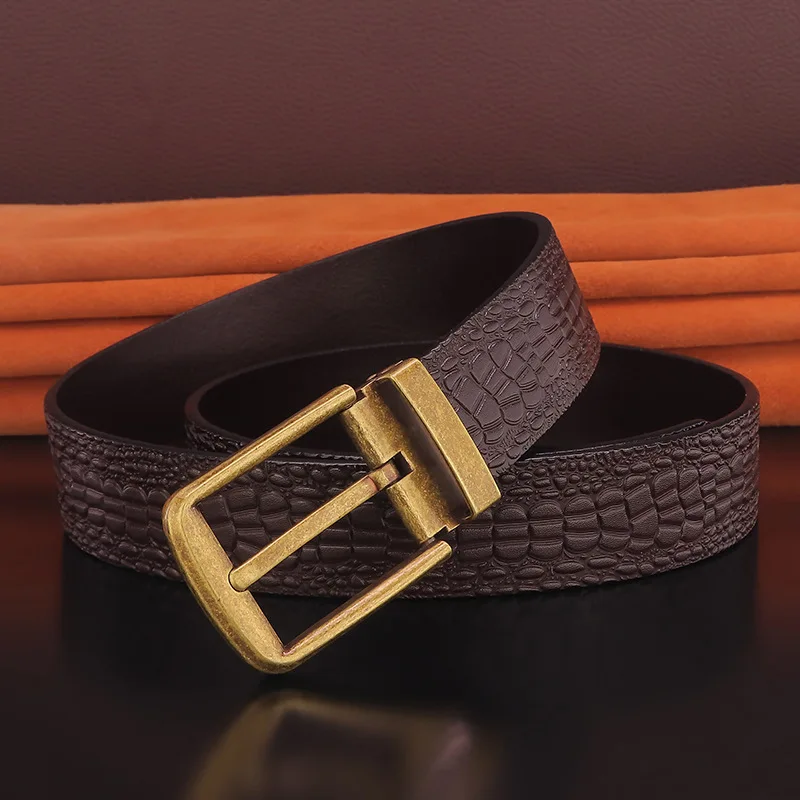 Nieuwe Grote Naald Gesp Gesp Mannen Geel Gesp Retro Gesp Naald Gesp 3.8Cm Riem Accessoires Designer Riem mens