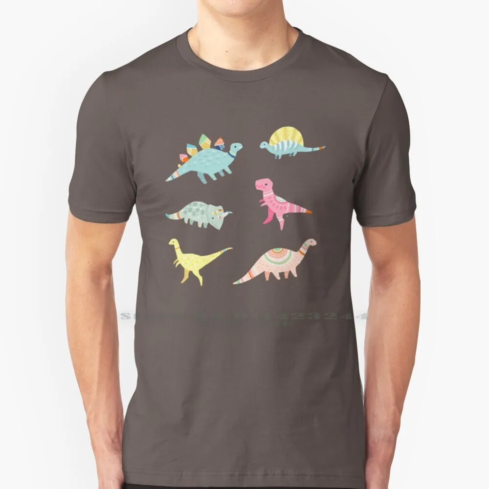 Dinosaur Pattern 100% Cotton T Shirt Dinosaur T Rex Apatosaurus Stegosaurus Tyrannosaurus Velociraptor Triceraptops Dimetrodon