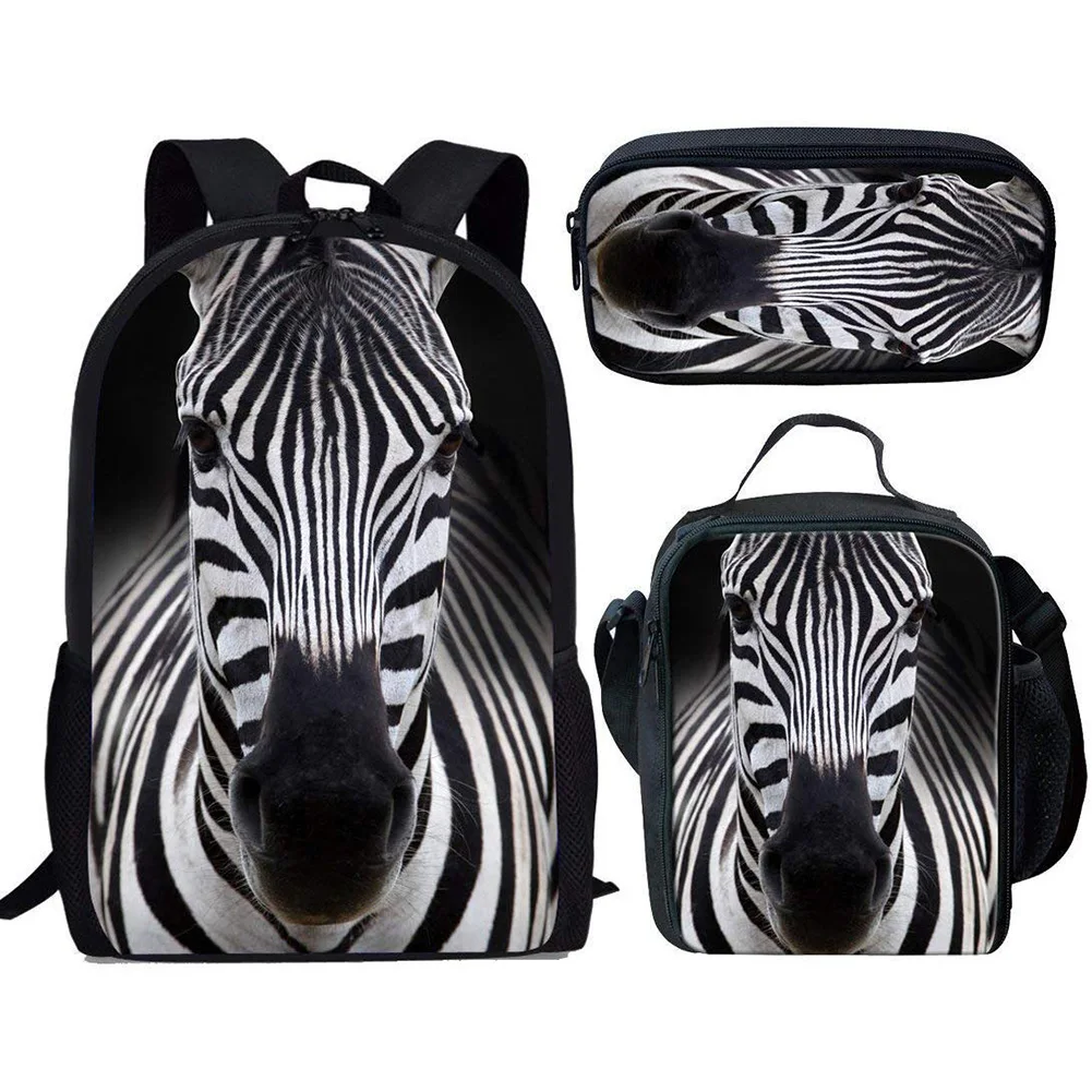 Sacos de escola do menino criança impressão preto zebra mochila do jardim de infância estudante animal das meninas das crianças dos miúdos