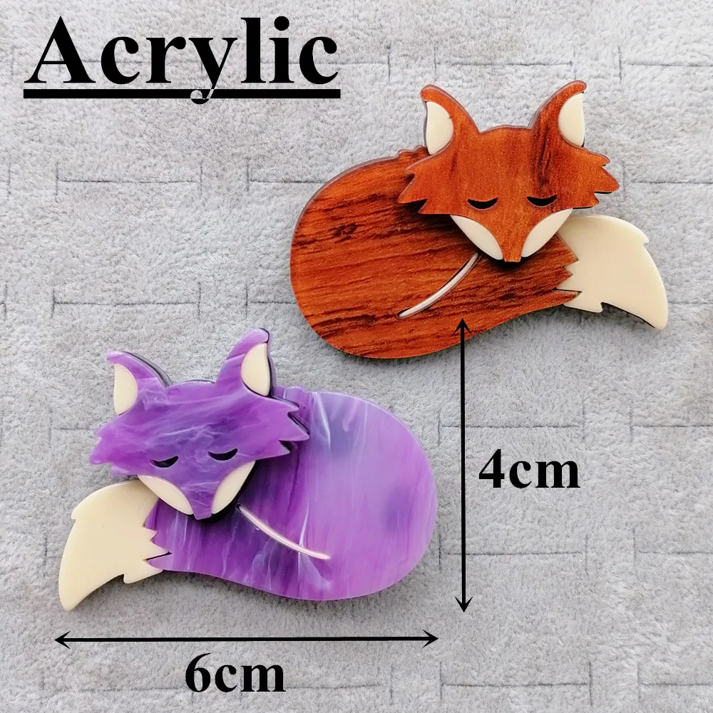 Vintage Acrylic Fox Brooches For Women Animals Pins Foxes Handmade Resin Brooch Corsage Badge Backpack Shirt Jewelry Gifts