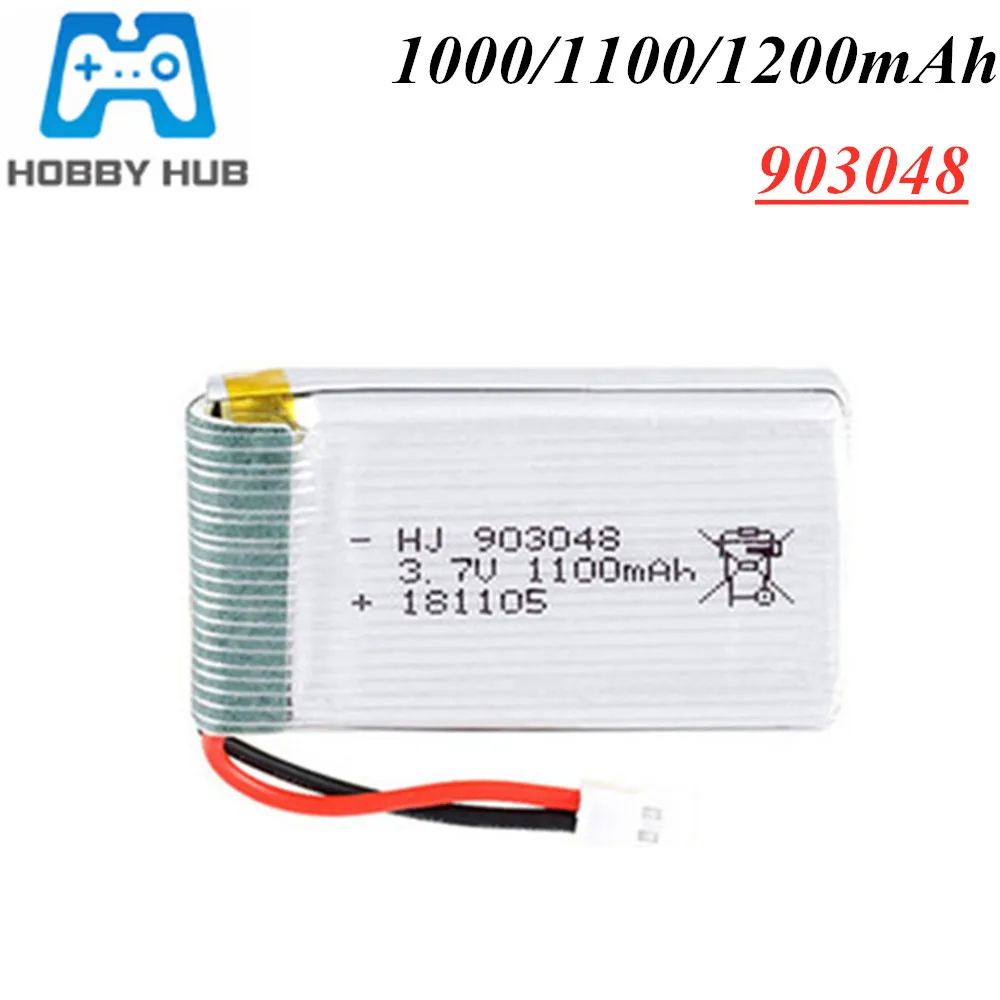 903048 3.7V 1000mAh/1100mAh/1200mAh 20c Lipo Battery For H11D H11C RC Drone Airplanes Li-po 3.7v Battery XH2.54 Plug