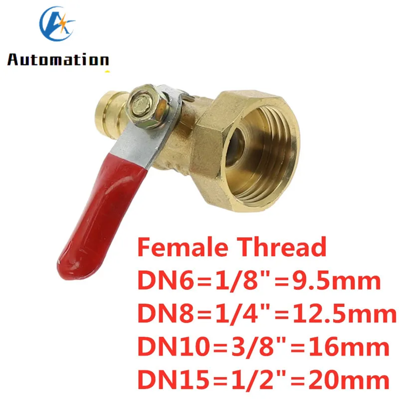 Brass Barbed ball valve 4-12 Hose Barb 1/8\'\' 1/2\'\' 1/4\'\' Female Thread Connector Joint Copper Pipe Fitting Coupler Adapter
