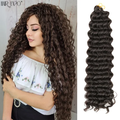 22 ""28"" Freetress onda profunda Twist Crochet pelo sintético suave profundo Twist extensiones de cabello trenzado Omber Ocean Wave pelo para mujeres