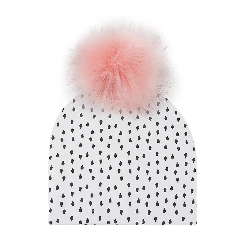 Baby Hat Cotton Printing Hat With Pompon For Girls Autumn Winter Boys Caps Children Bonnet