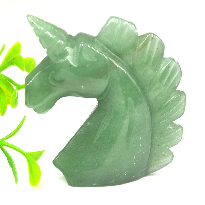 

Natural Crystals And Stone Green Aventurine Unicorn Statue Reiki Animal Figurine Home Office Desktop Decoration DIY Gift