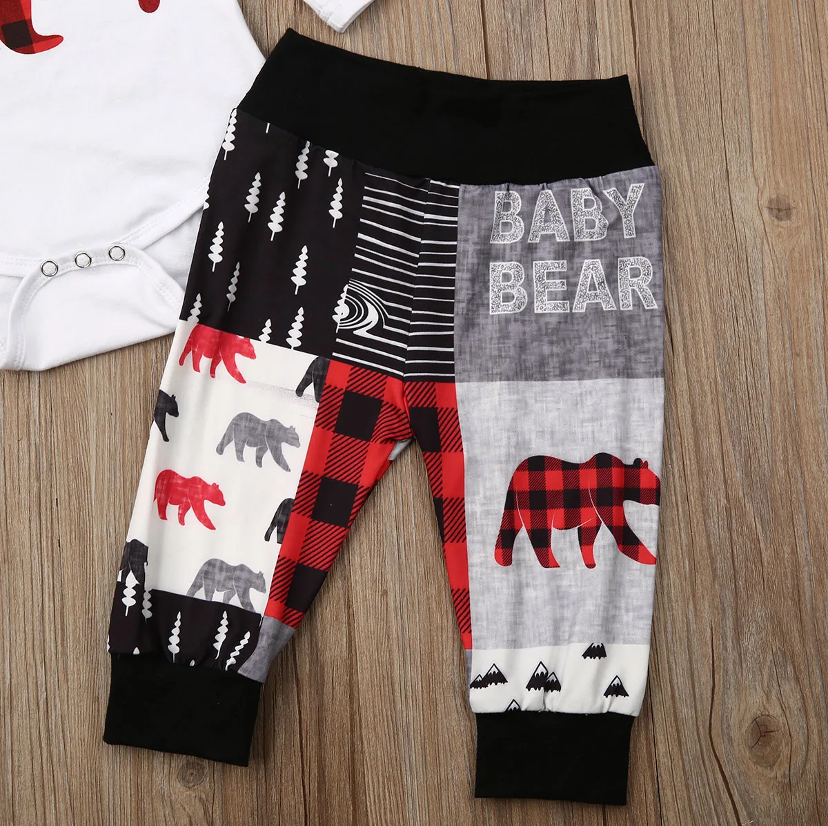 Fall Autumn 3PCS Baby Boy Girl Bear Print Outfit 4