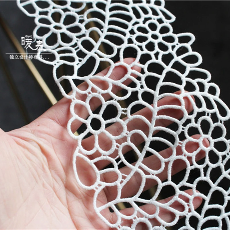 Hollow-Out Embroidered Lace Trim Black White French Ribbon DIY Handcrafts Collar Decor Skirts Wedding Dress Designer Accessories