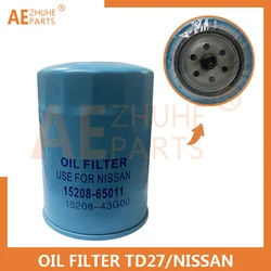 Oil Filter 15208-43G00 15208-65011 For Nissan TD27 Diesel Engine Machine Filter Element 1520843G00 1520865011 Forklift Parts