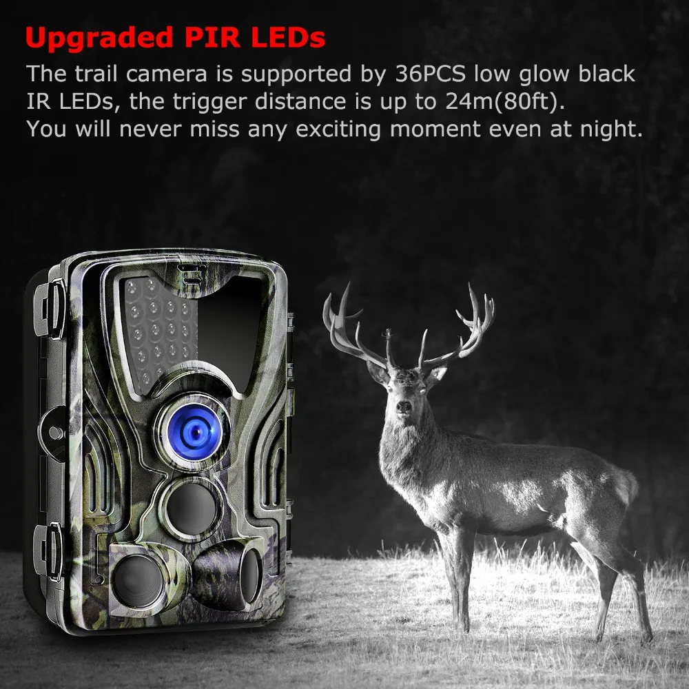 Hunting Trail Camera With 5000Mah Lithium Battery 20MP 1080P Trail Camera Photo Traps 0.3s Wild Camera HC801LIA  Hunter