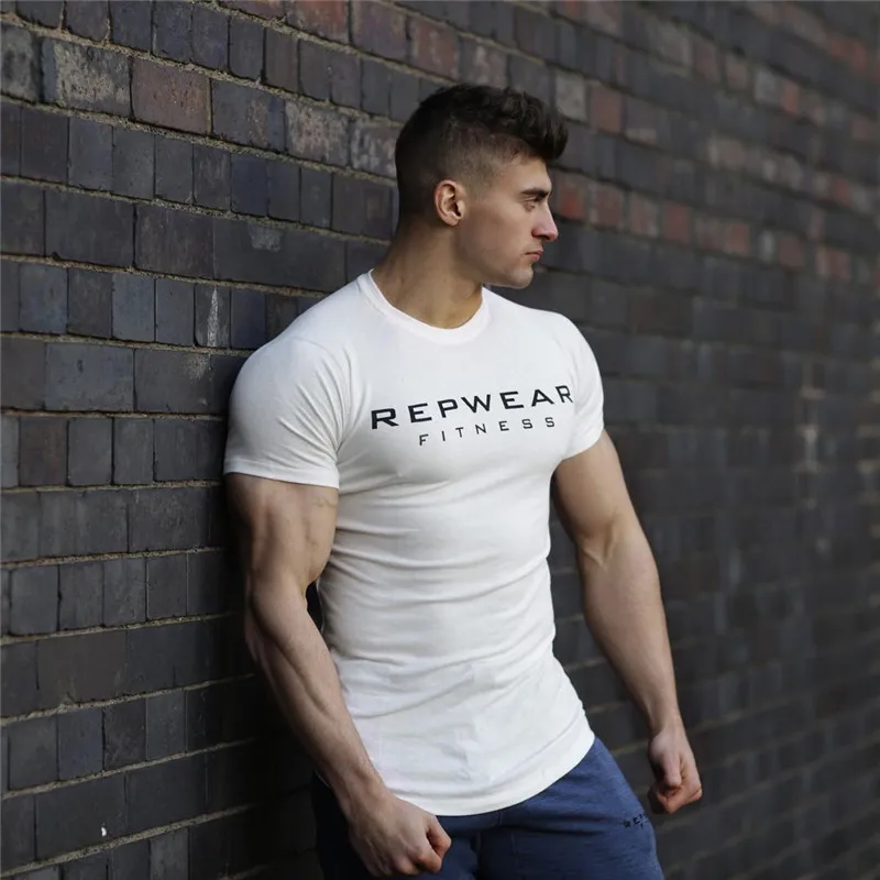 2022 summer cotton men shirt gym fitness men t-shirt brand clothing Sports t shirt male print short sleeve Running t shirt men