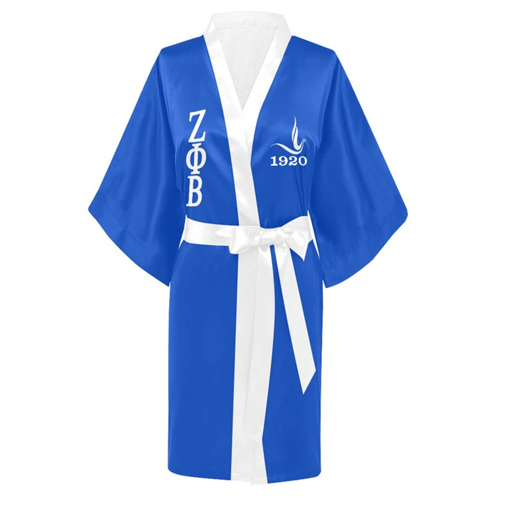 White And Blue Color Greek Letter Sorority Sisterhood Long Apparel 1920 Founding Year Zeta Phi Beta Robes