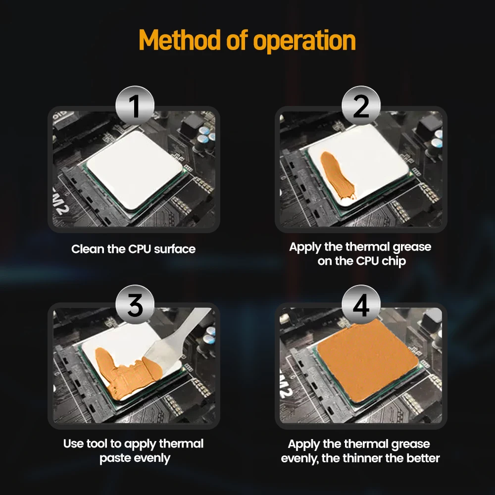 AMPCOM-Composto de graxa térmica de silicone para resfriamento, Heastsink, alta condutividade, apto para CPU, GPU, PS4, XBOX