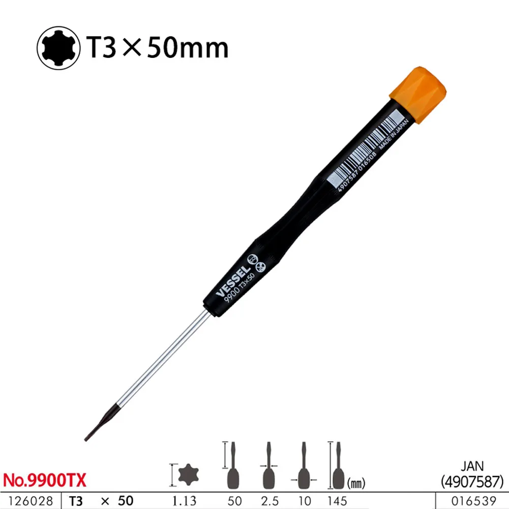 오리지널 일본 선박 9900TX Torx 스크루드라이버 수리 수공구, T1 T2 T3 T4 T5 T6 용, 1 개