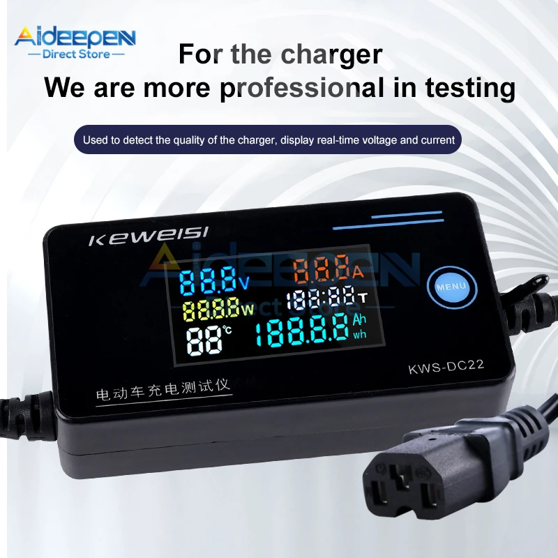 8-120V 0-10A Voltage And Current Charger Detector Electric Vehicle Charging Power Temperature Measuring Instrument Tester