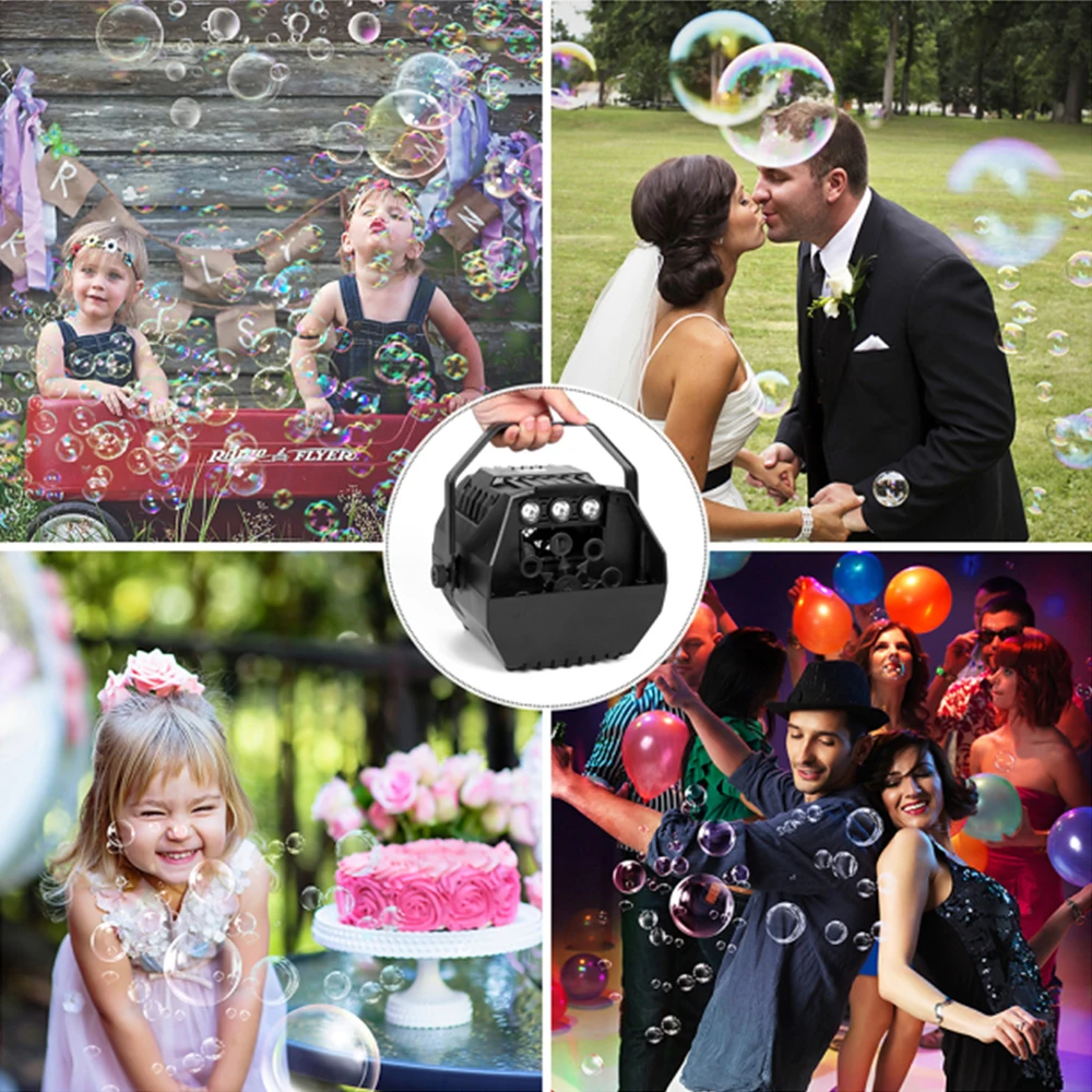 RGB LED Stage Effect automatico Mini Bubble Machine Bubble Blow Maker regali per bambini ragazze ragazzi uso esterno per feste di compleanno al coperto