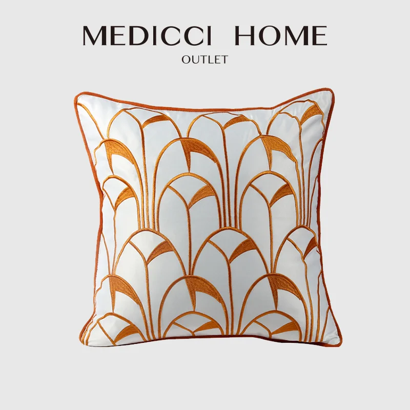 Medicci Home Nordic Style Cushion Cover Luxury Living Room Geometric Embroidery Square Pillow Case Shams Bronzing Flannelette