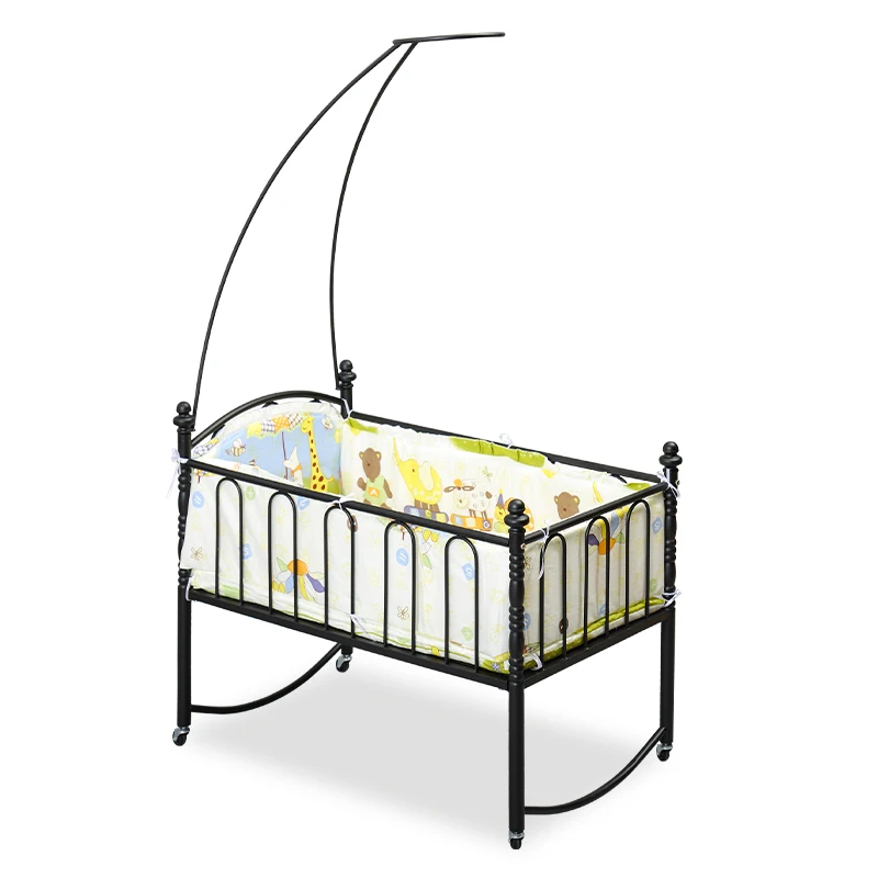 

Simple Style Iron Frame Baby Crib Have Mosquito Net & Quilt Set, Infant Sleeper Bassinet, Can Combine Adult Bed