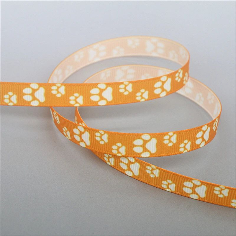 DHK 3/8inch 5yards Dog Paw Printed Grosgrain Ribbon Accessories Sewing Craft Headwear DIY Decoration DIY 9mm C1991