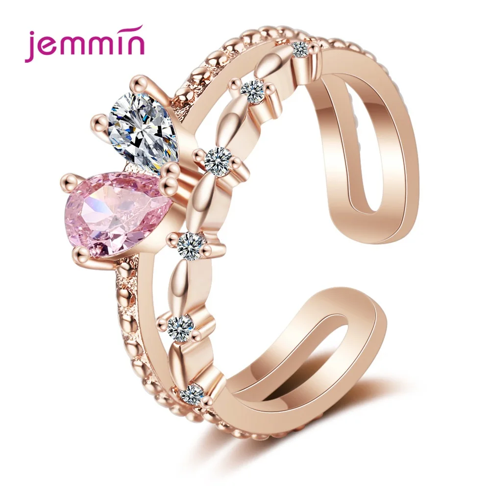 New Design Retro Resizable Rings Two Color Crystal Genuine 925 Silver  Rings For Women Fashion Wedding Jewelry Gift