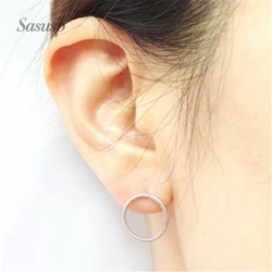 Sasusp Minimalism Hollow Small Round Earrings for Women Vintage Circle Earings Ear Studs For Friend Daughter Sister Gift