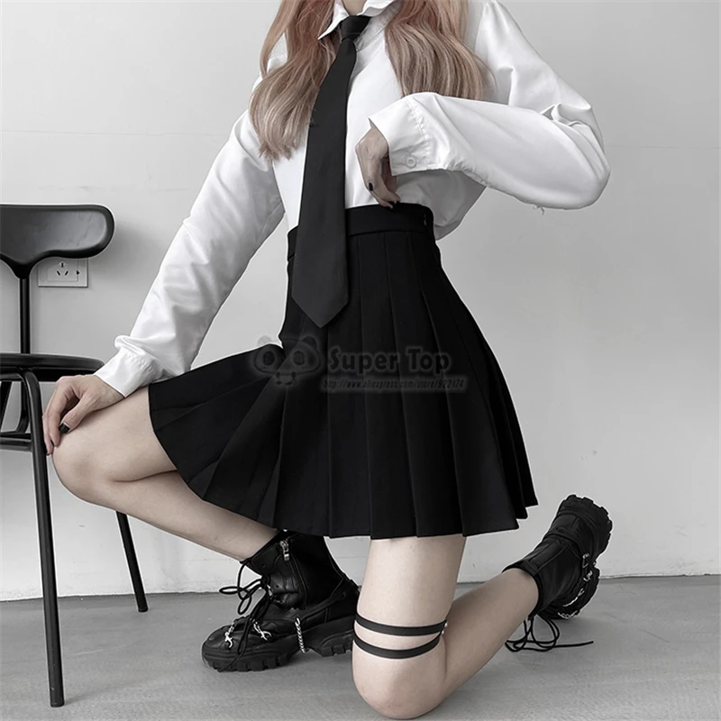 Women New Fashion Suit College Style White Shirt JK Black Pleated Skirt Two-piece Female Hot Girls Antumn Summer Clothes