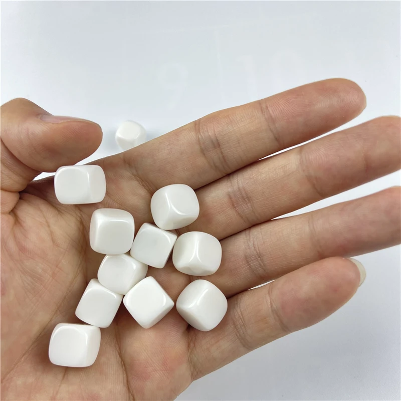 10pcs White 10/12/14/16/18/20mm Blank Dice Acrylic Rounded Corner D6 Blank RPG Dice Can Write DIY Carving Children Teaching Dice