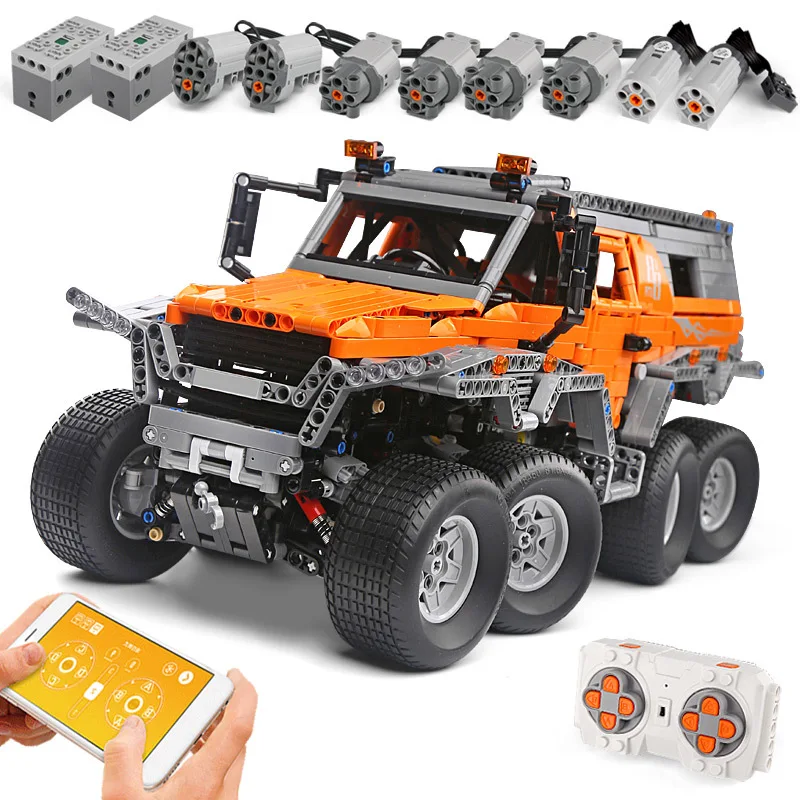 Mould King 13088 APP Remote Control Off-Road Avtoros Shaman 8x8 Siberia Vehicle Tech Series Car Building Block Brick Boy Gift