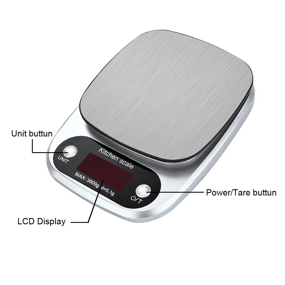 Minibáscula de precisión Digital para cocina, balanza de joyería, 3kg, 0,1g