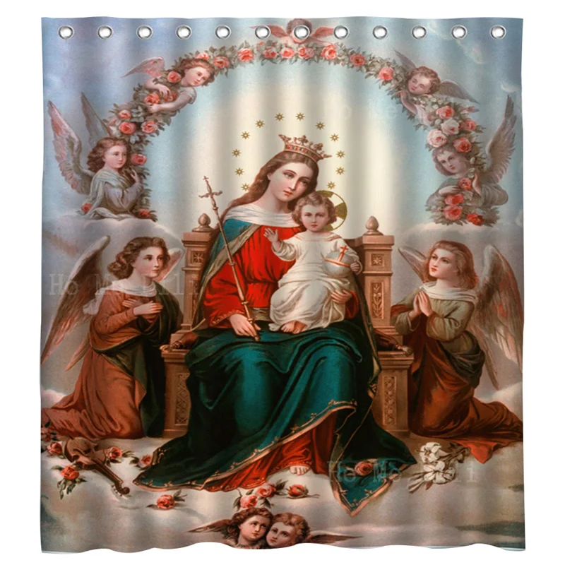 The Assumption Of Mary Fatima Blessed Virgin Mother Coronation Shower Curtain Our Lady Queen Of Angels Seville Cathedral