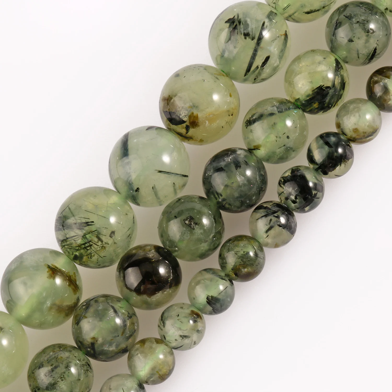 Natural Stone Beads Green Prehnites Jades Round Loose Spacer Minerals Beads for Jewelry Making DIY Bracelet Accessories 15