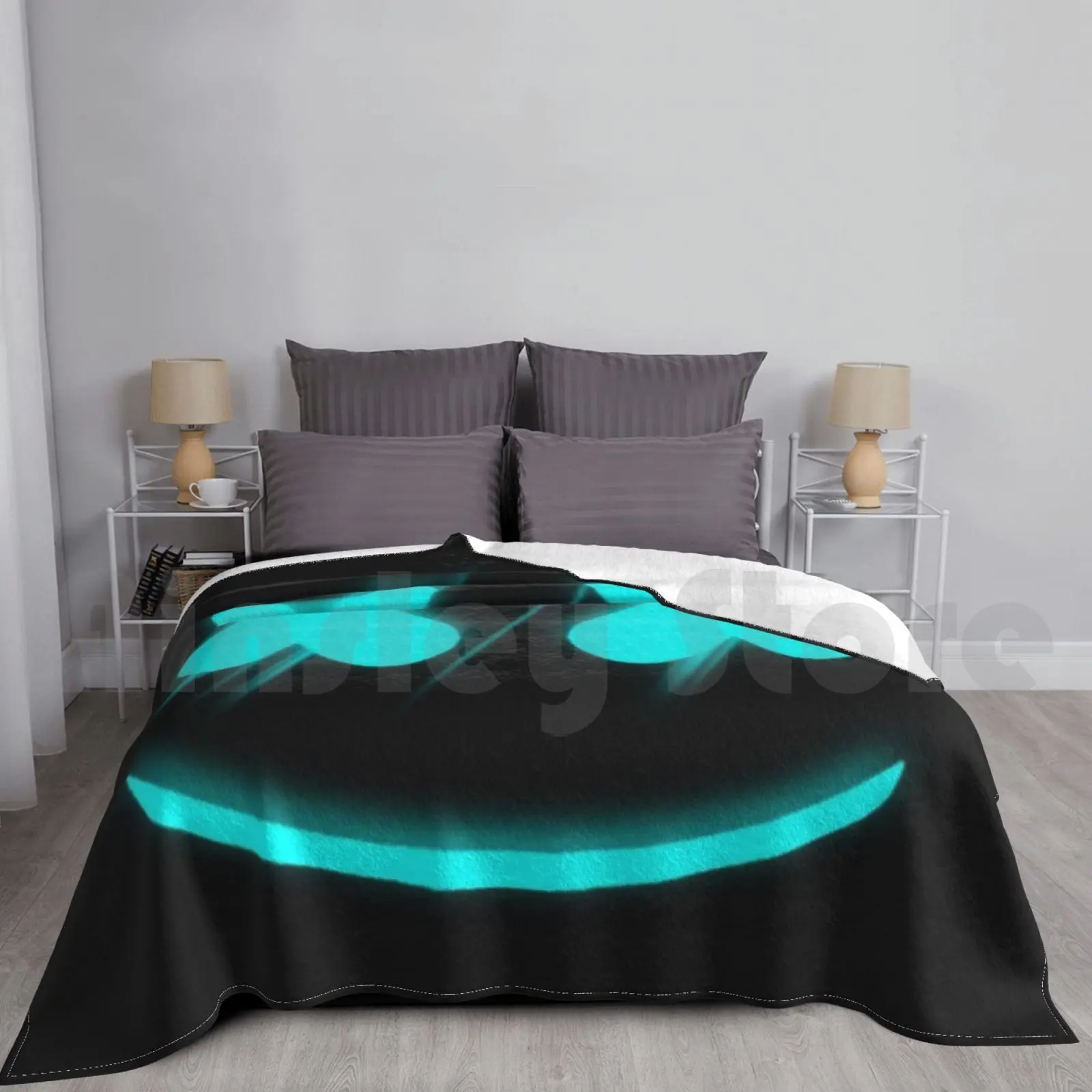 Blanket Fashion Custom Game Gaming Ps5 Smile Laugh Joy Happy Blue Light Pc Smile