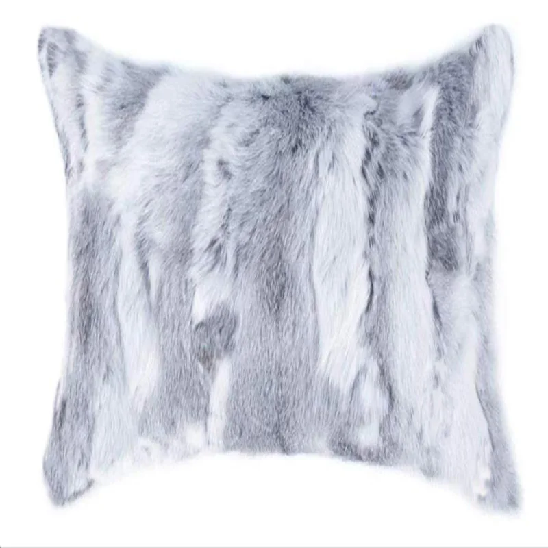 

Natural Rabbit Fur Pillow Cover Patchwork Real Fur Cushion Cover Sofa Home Decor Decorative Free Shipping