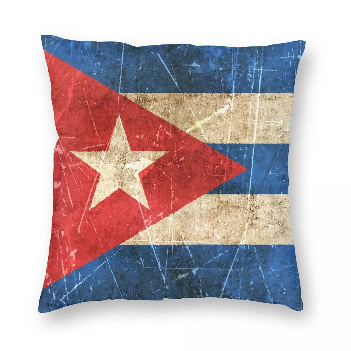 Vintage Aged And Scratched Cuban Flag Square Pillowcase Polyester Linen Velvet Printed Zip Decor Pillow Case Sofa Cushion Case