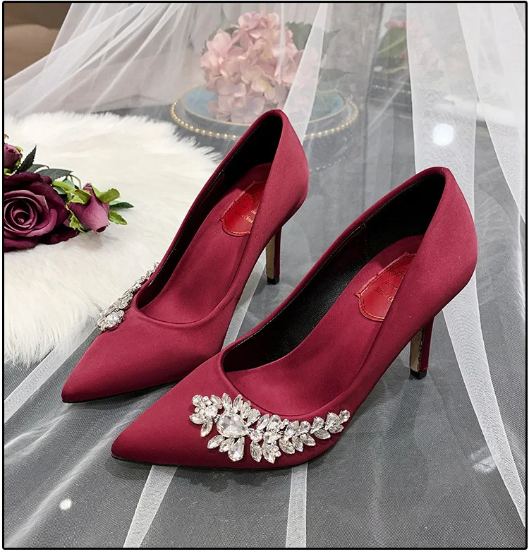 Zapatos de boda de novia para mujer, calzado de cristal de talla grande disponible