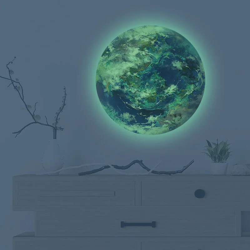 Green Luminous Earth 3D Wall Sticker For Kids Room Living Room Bedroom Decoration Wallpaper Glow In The Dark Home Decor Stickers