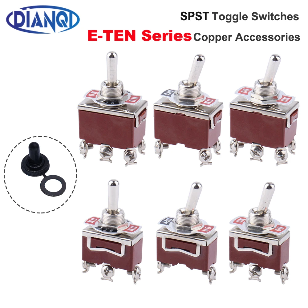 1PC High Quality Toggle Switch E-TEN Series Silver Contact Copper Pin 16A 20A250VAC 12mm Toggle Switch