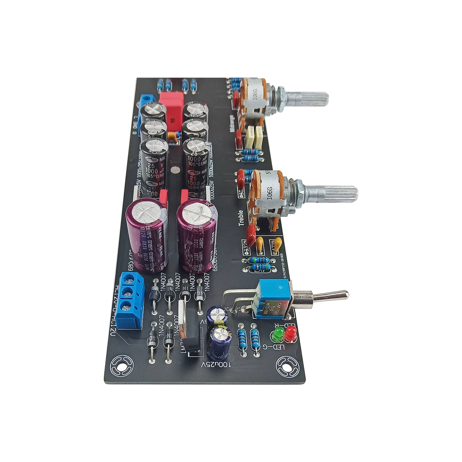 GHXAMP JRC5532 Audio preamplificatore scheda di controllo del tono Op-amp Treble Mid Bass preamplificatore amplificatore ELNA680UF * 2 + 1000UF * 6