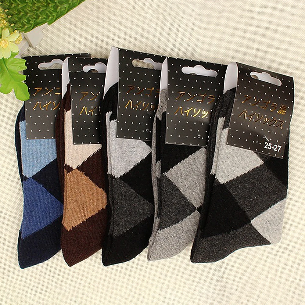 5 Pairs Thicken Men\'s Cotton Socks Keep Warm Floor Fluffy Socks Thermal Patchwork Color Winter Thick Socks For Man High Quality