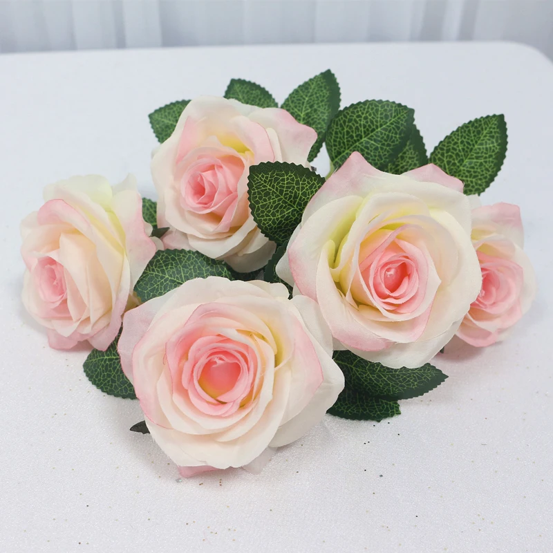 34cm Rose Silk Artificial Flowers Small Bouquet 5 Head Fake Flower Valentine\'s Day Wedding Decoration Indoor Flores DIY Supplies