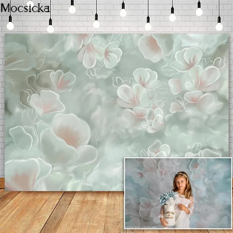 Mocsicka-Fleurs de Bergame abstraites pour la photographie, arrière-plan de portrait de nouveau-né, décors d'art floral, fond de photocall, studio photo, bébé, enfants