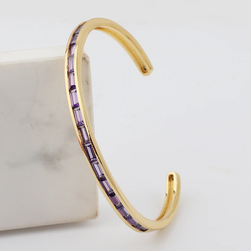 New Arrival Luxury Stackable Statement Gold Bangle for Women Wedding Cubic Zircon Crystal CZ Gold Plated Bracelets Gifts