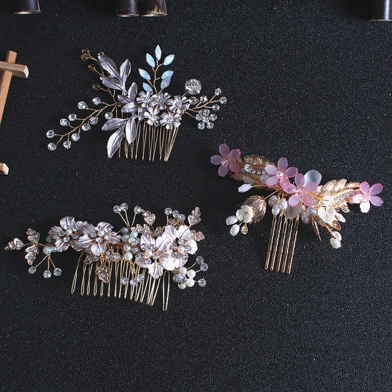 Brosse à cheveux faite à la main pour mariée, accessoires de Studio Photo pour mariage, pinces à cheveux en feuilles et fleurs, coiffure, vente en gros