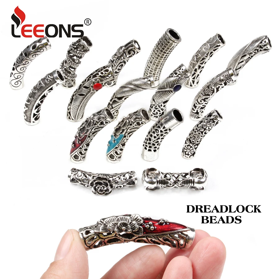 Leeons Hair Rings Jewelry Hair Beads For Breads Accessories Pour Dreadlocks Hair Decoration Silvers Adjustable Dreadlock Beads