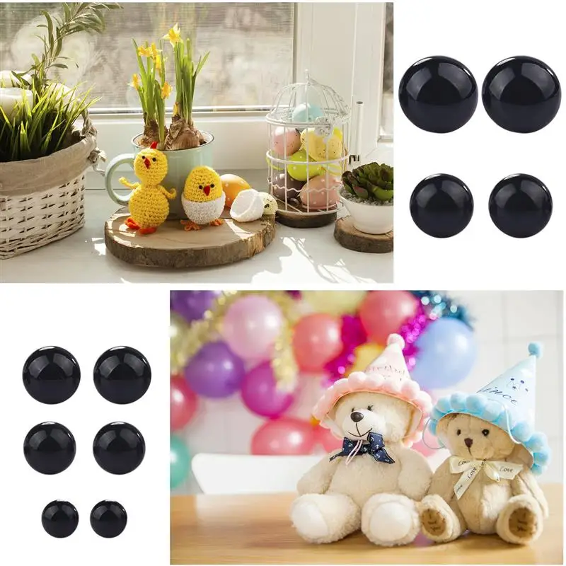 100pcs 10mm Globe Oculaire Accessoires De Poupée En Plastique Noir Sécurité En Peluche Yeux Amigurumi Pour Jouets 6mm 8mm 12mm BRICOLAGE Drôle Jouet