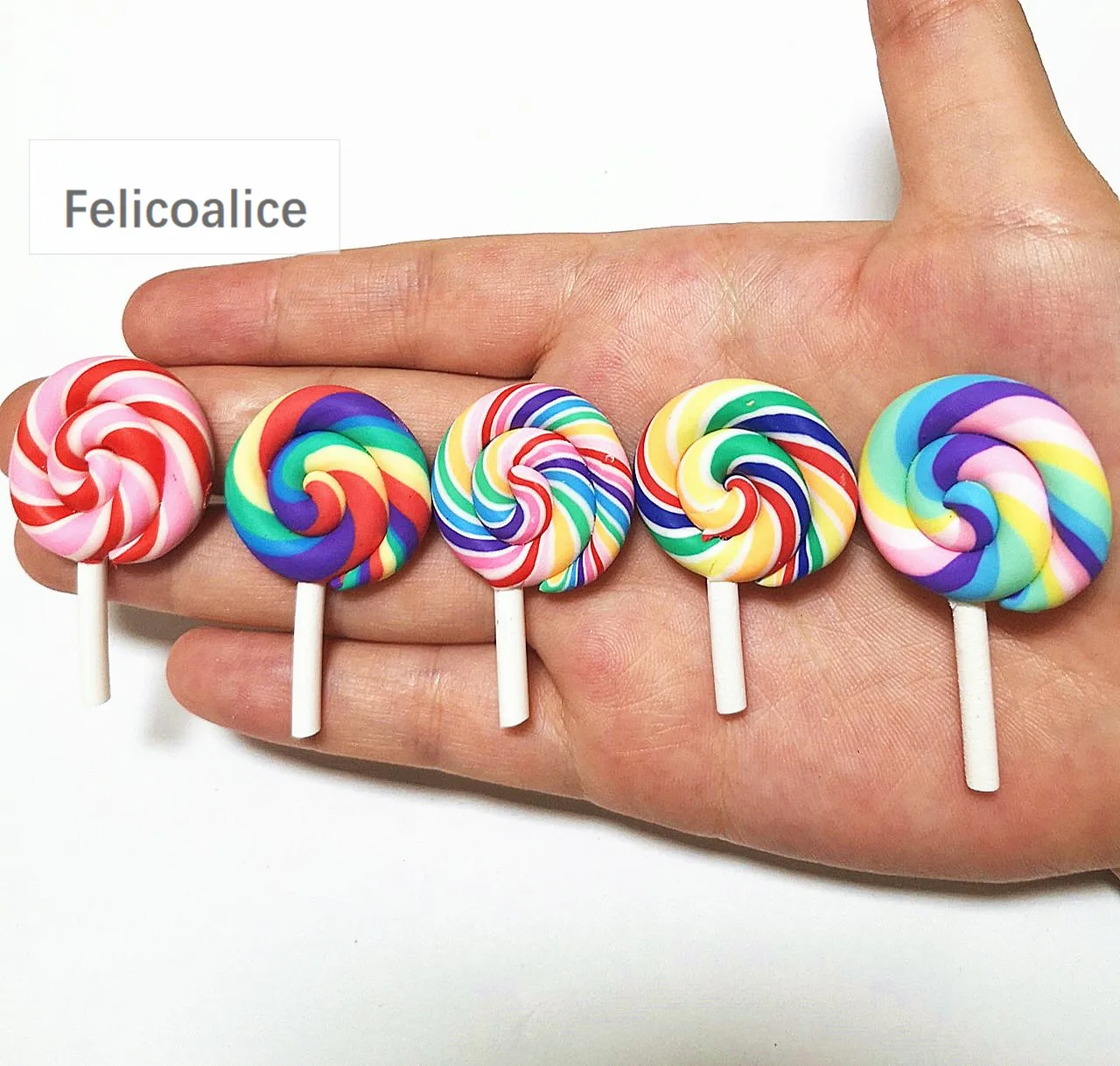 8 Stück Cabochons aus Kunstharz mit flacher Rückseite, Pastell-Konfetti-Charms, Süßigkeiten, Lutscher, Süßigkeiten, weicher Ton für Kinder, DIY-Telefondekoration – Detail 12