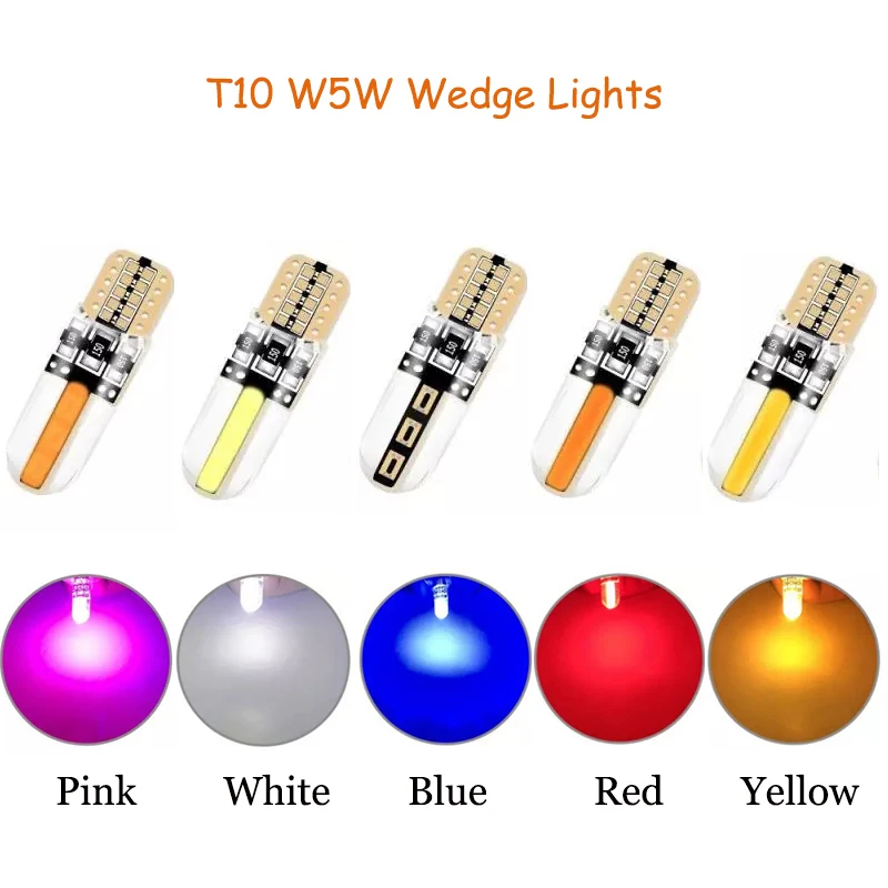 

100piece T10 W5W Silicagel Trunk Lamp Turn Signal Wedge License Plate Led Car Marker Light Reading Dome Lamp Auto Parking Bulb