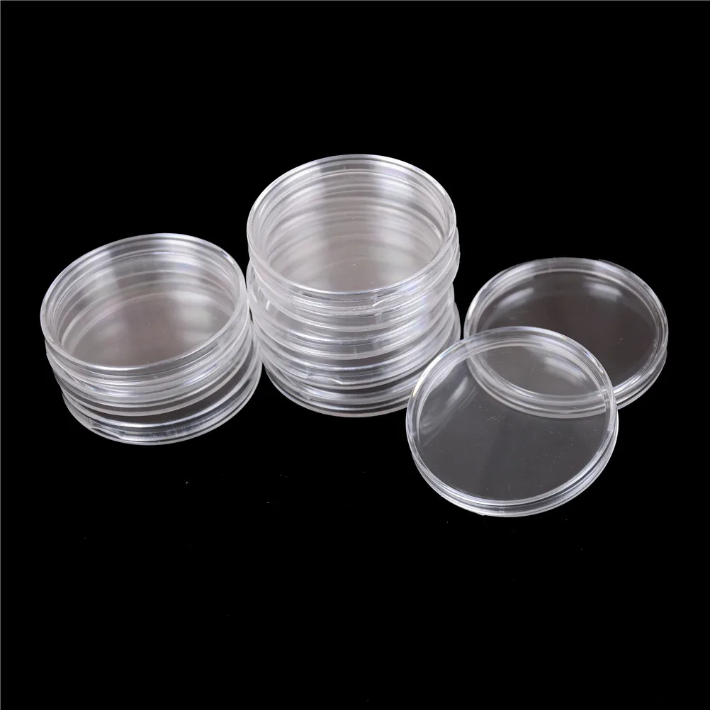 10 pz/set 50mm Dia portamonete commemorativo custodie in plastica collezione regali rotondi contenitori per monete trasparenti