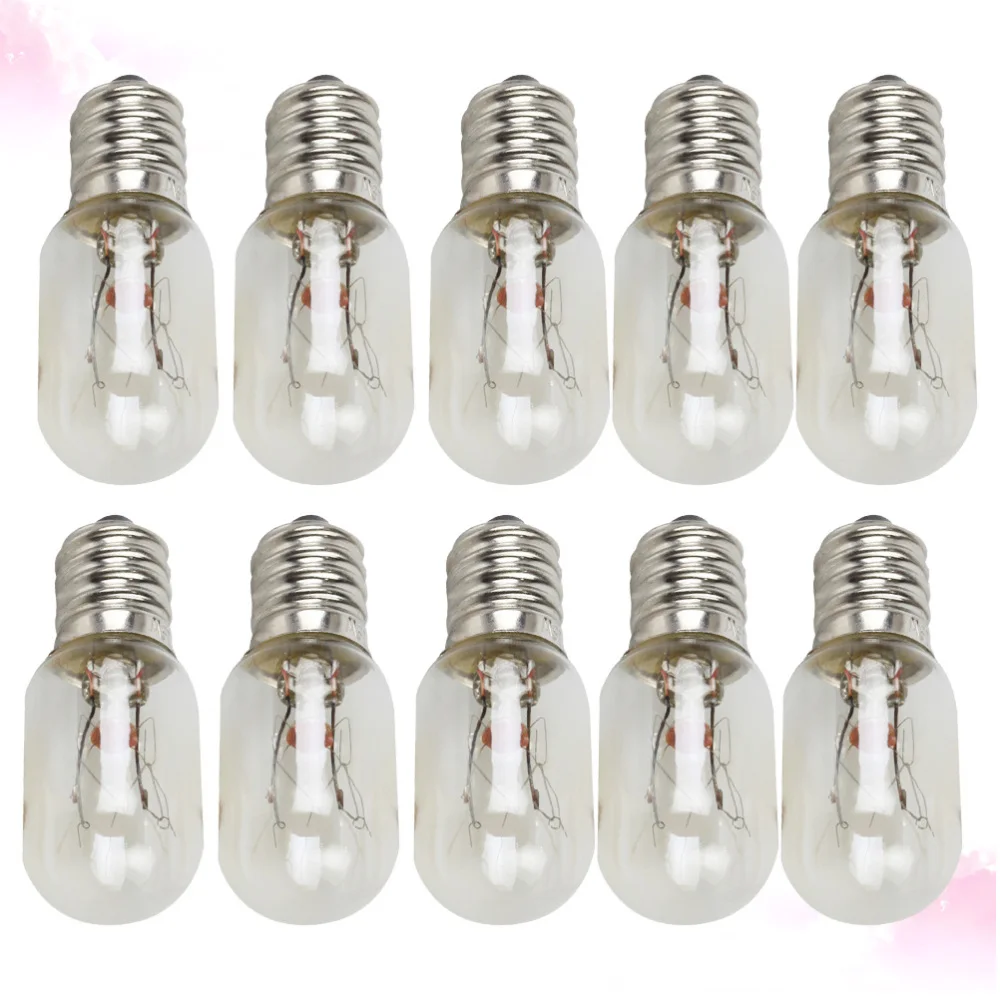 10Pcs E12 Refrigerator Light Bulb Incandescent Bulb Fridge Lamp Tungsten Filament Appliance Bulb Home Lighting Microwave Oven